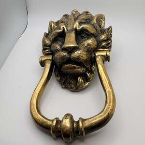 SOLD Vintage Solid Cast Brass Lion's Head Door Knocker SOLD